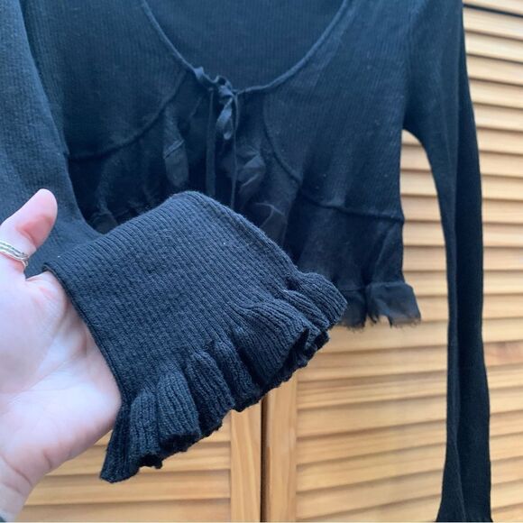 Urban outfitters Black Tie Crop Cardigan Medium - Picture 4 of 6